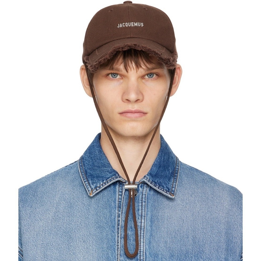Jacquemus Les Classiques Artichaut Baseball Cap Brown Fringe Canvas Hat 58 - Picture 4 of 10